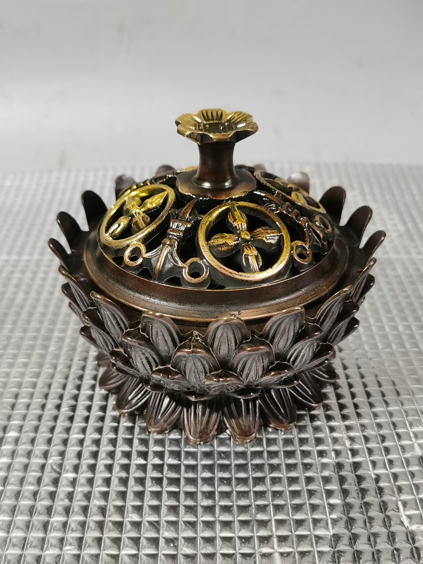 Chinese antique pure copper lotus incense burner