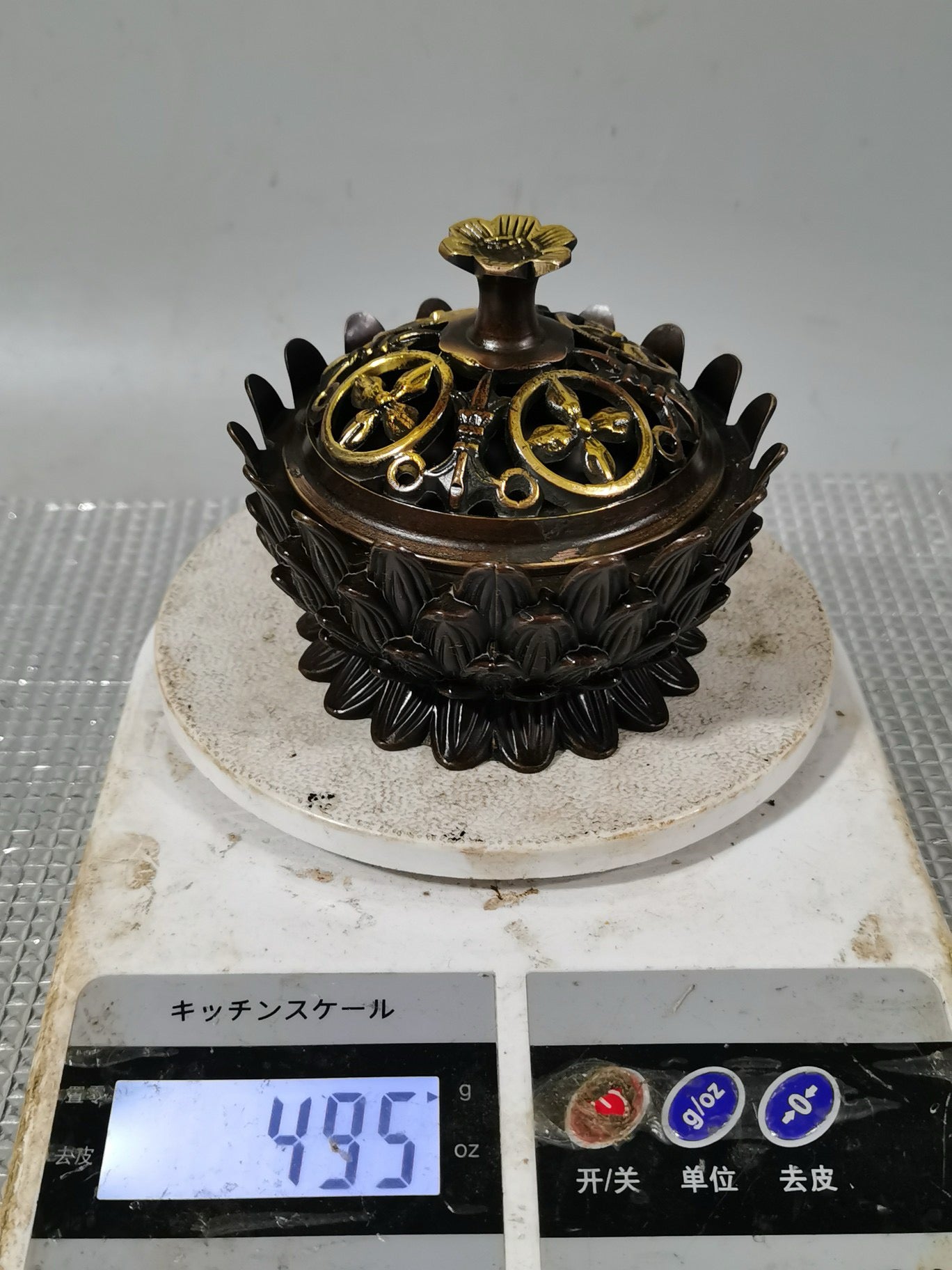 Chinese antique pure copper lotus incense burner