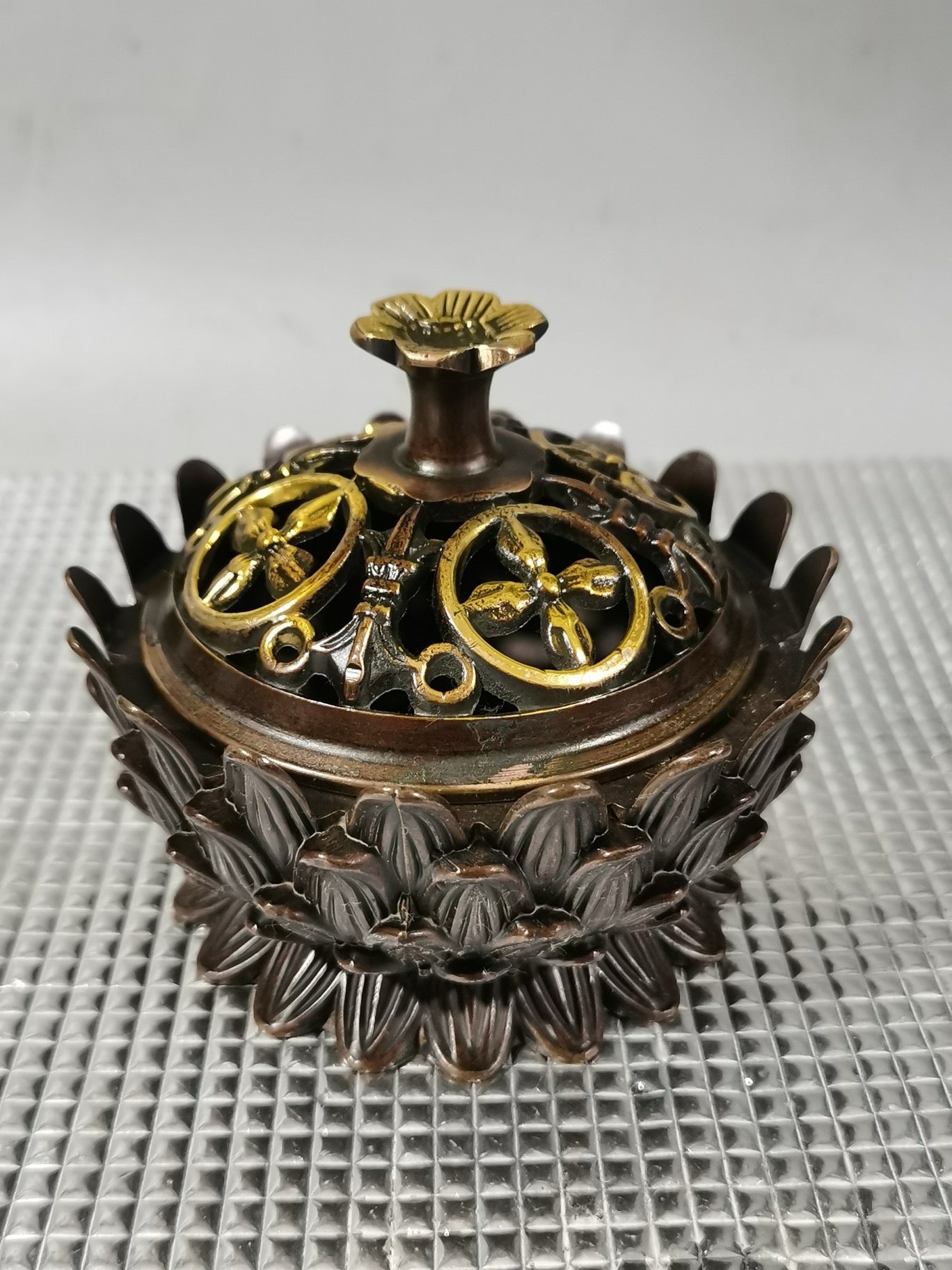 Chinese antique pure copper lotus incense burner