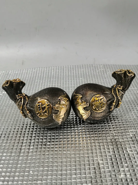 Chinese antique pure copper gilded lucky bag