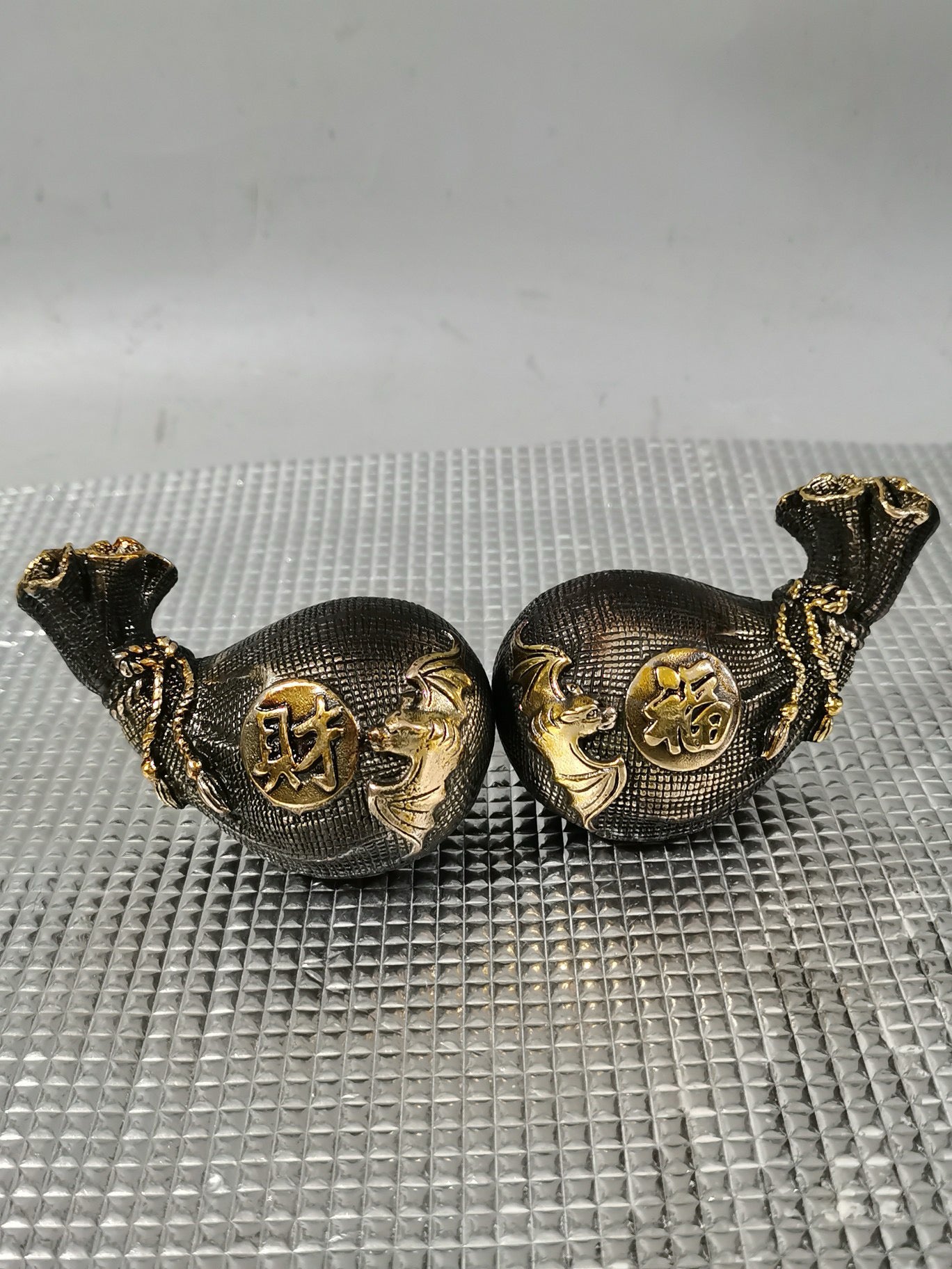 Chinese antique pure copper gilded lucky bag