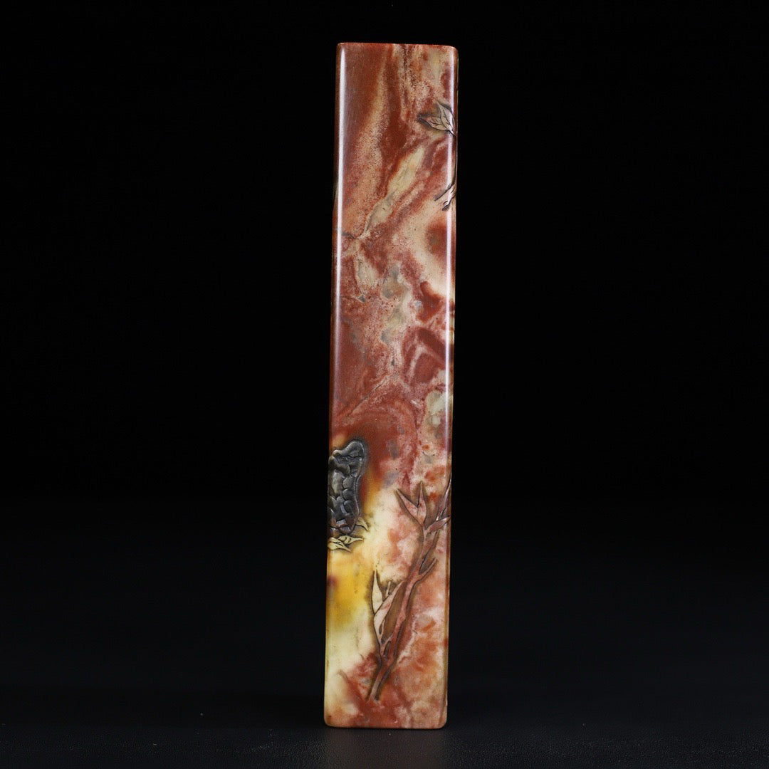 Chinese Antique Shoushan Stone Flower Blossoms Rich and Noble Thin Meaning Seal