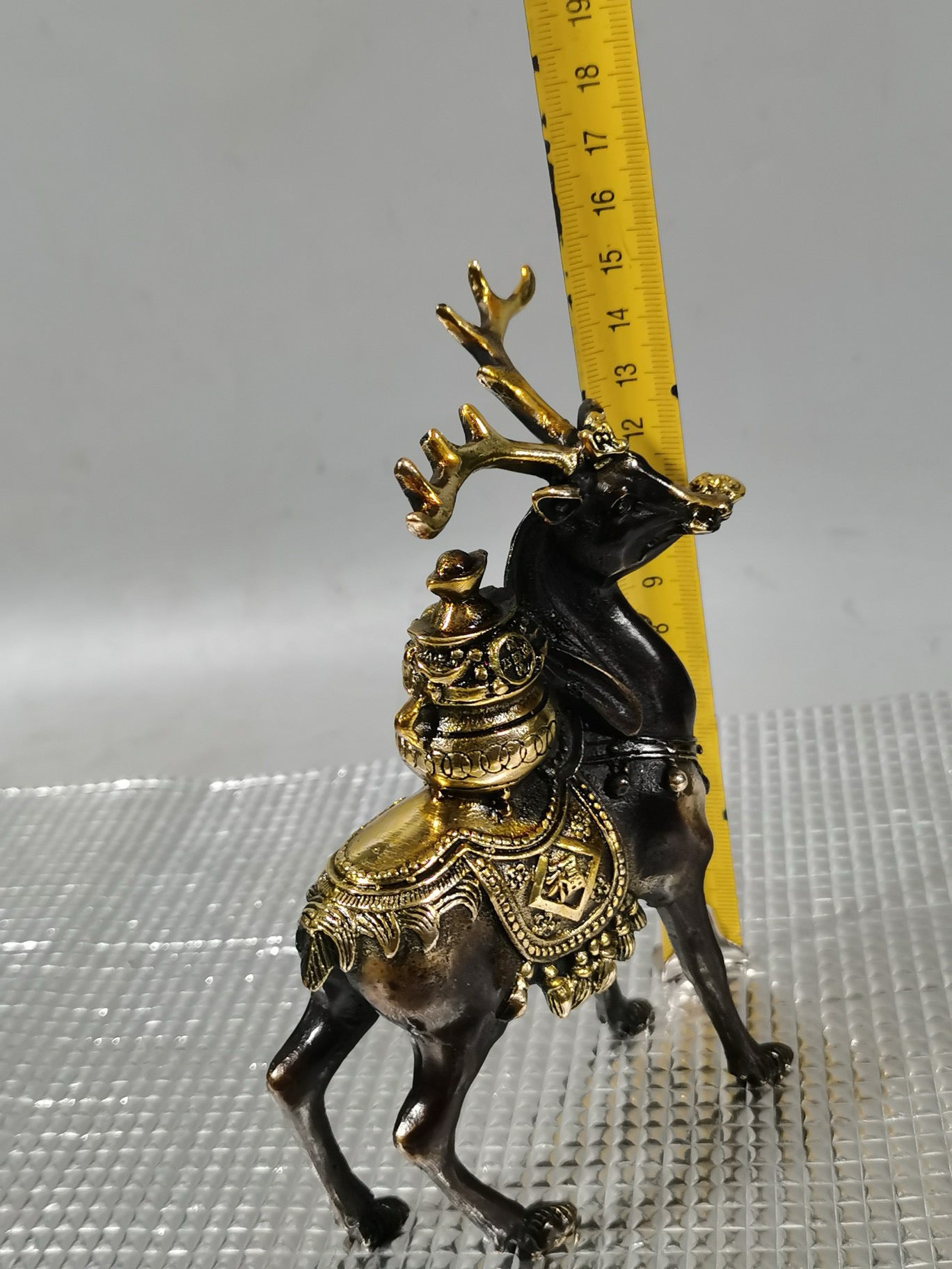 Chinese antique pure copper treasure pot deer attracting wealth ornaments