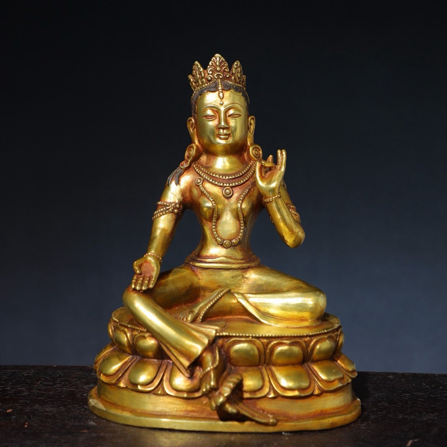 Pure copper green Tara Buddha statue