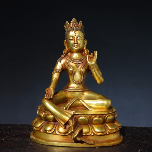 Pure copper green Tara Buddha statue