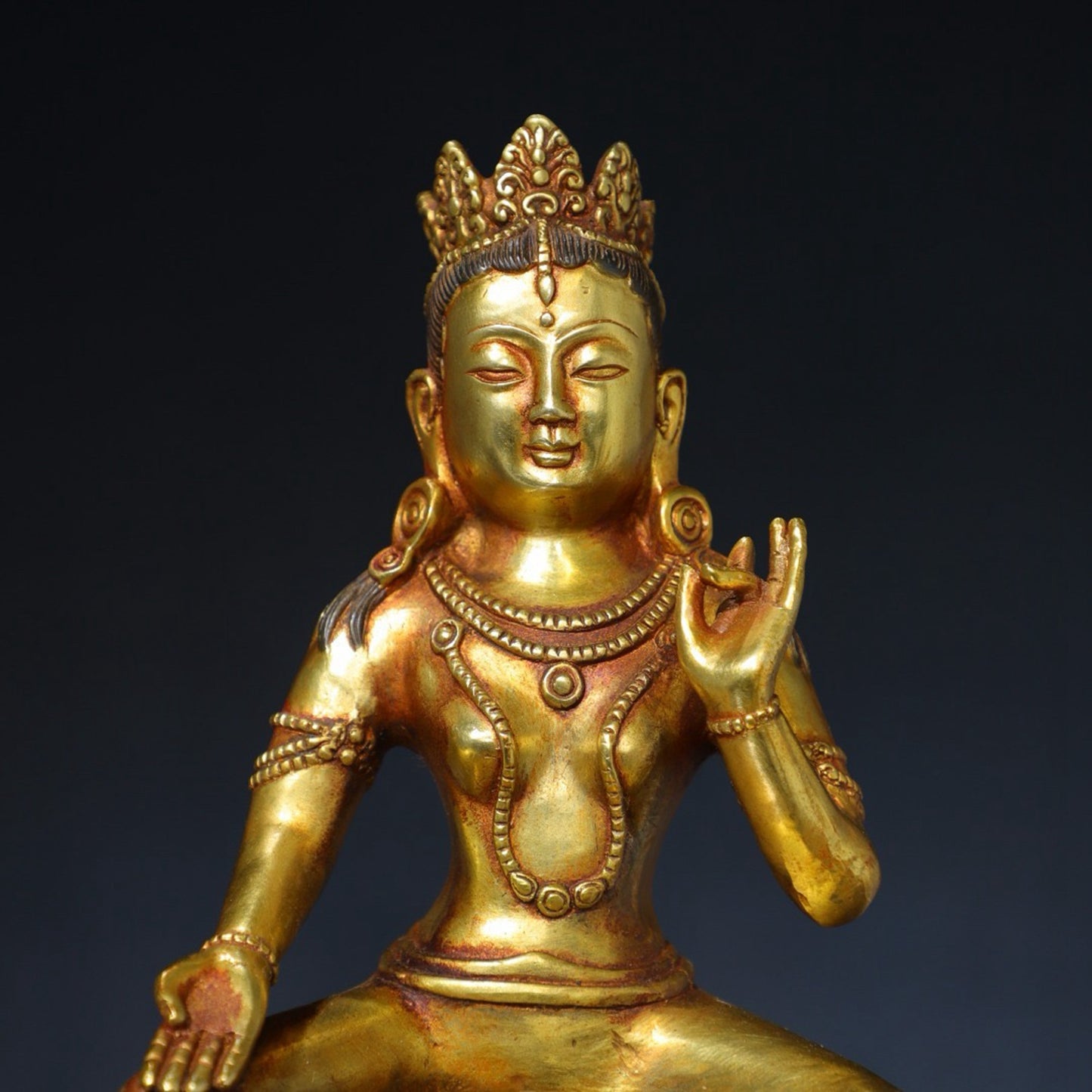 Pure copper green Tara Buddha statue