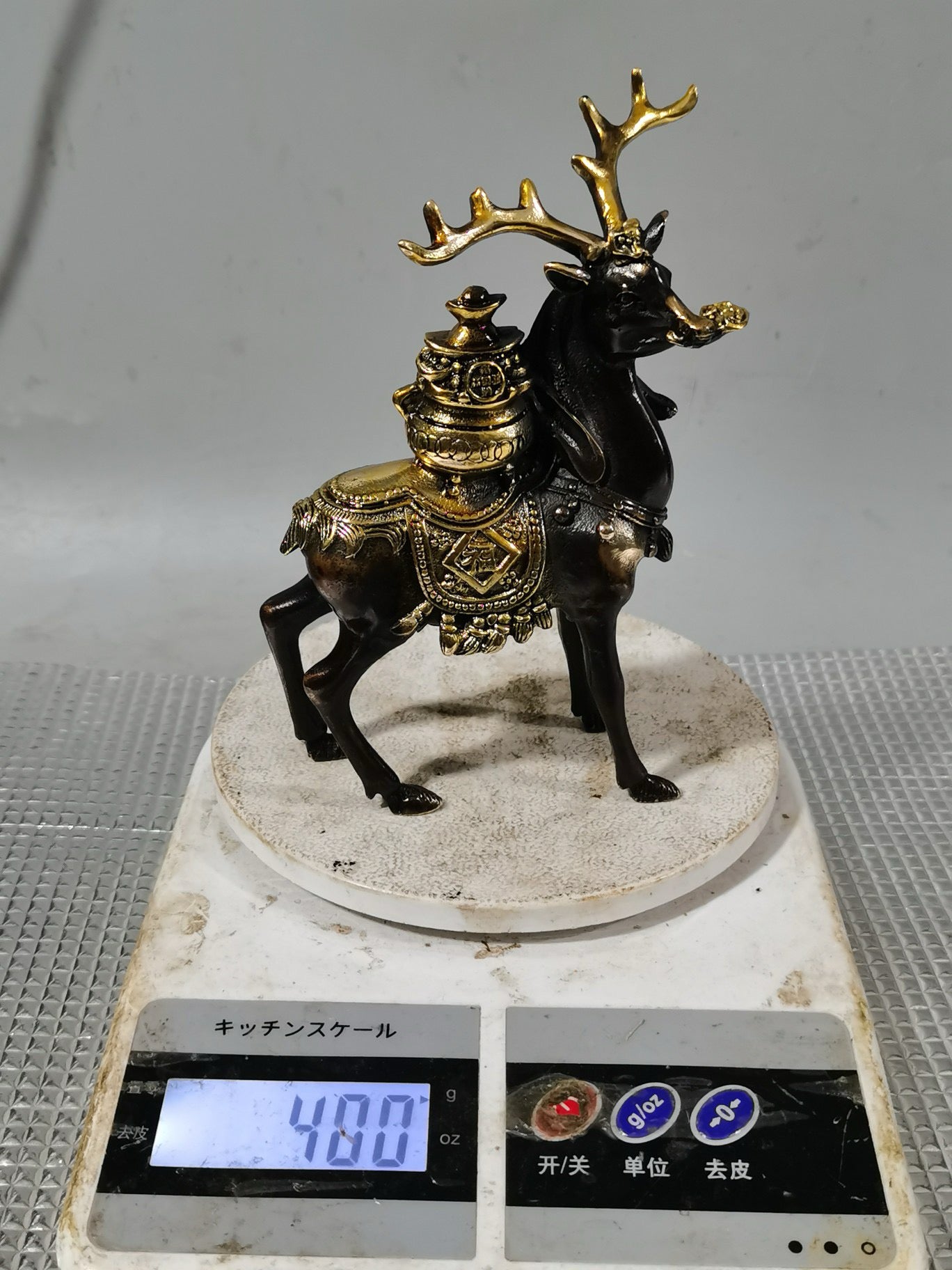 Chinese antique pure copper treasure pot deer attracting wealth ornaments