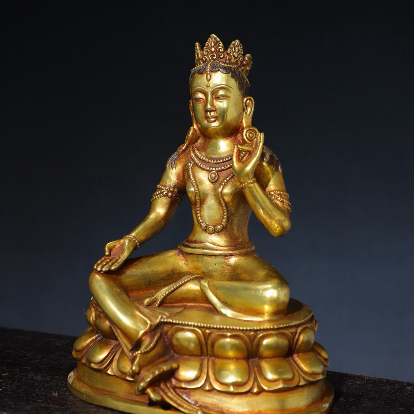 Pure copper green Tara Buddha statue