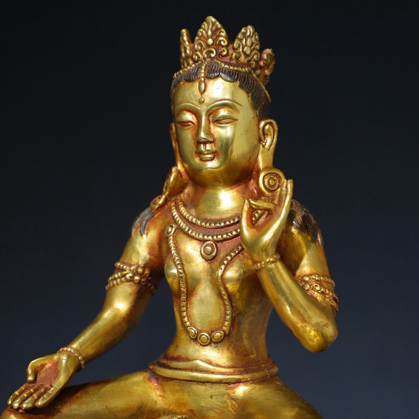 Pure copper green Tara Buddha statue
