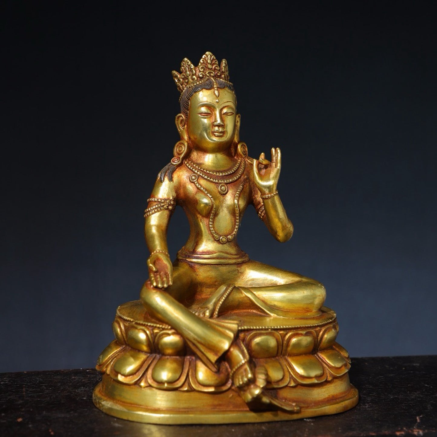 Pure copper green Tara Buddha statue