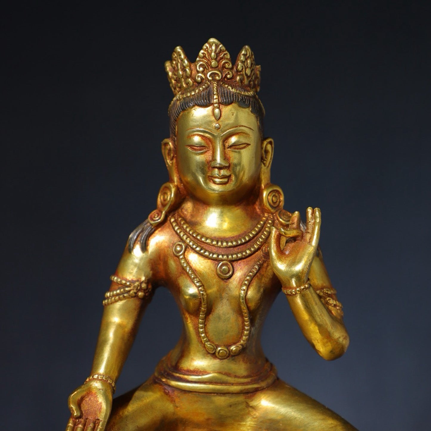 Pure copper green Tara Buddha statue