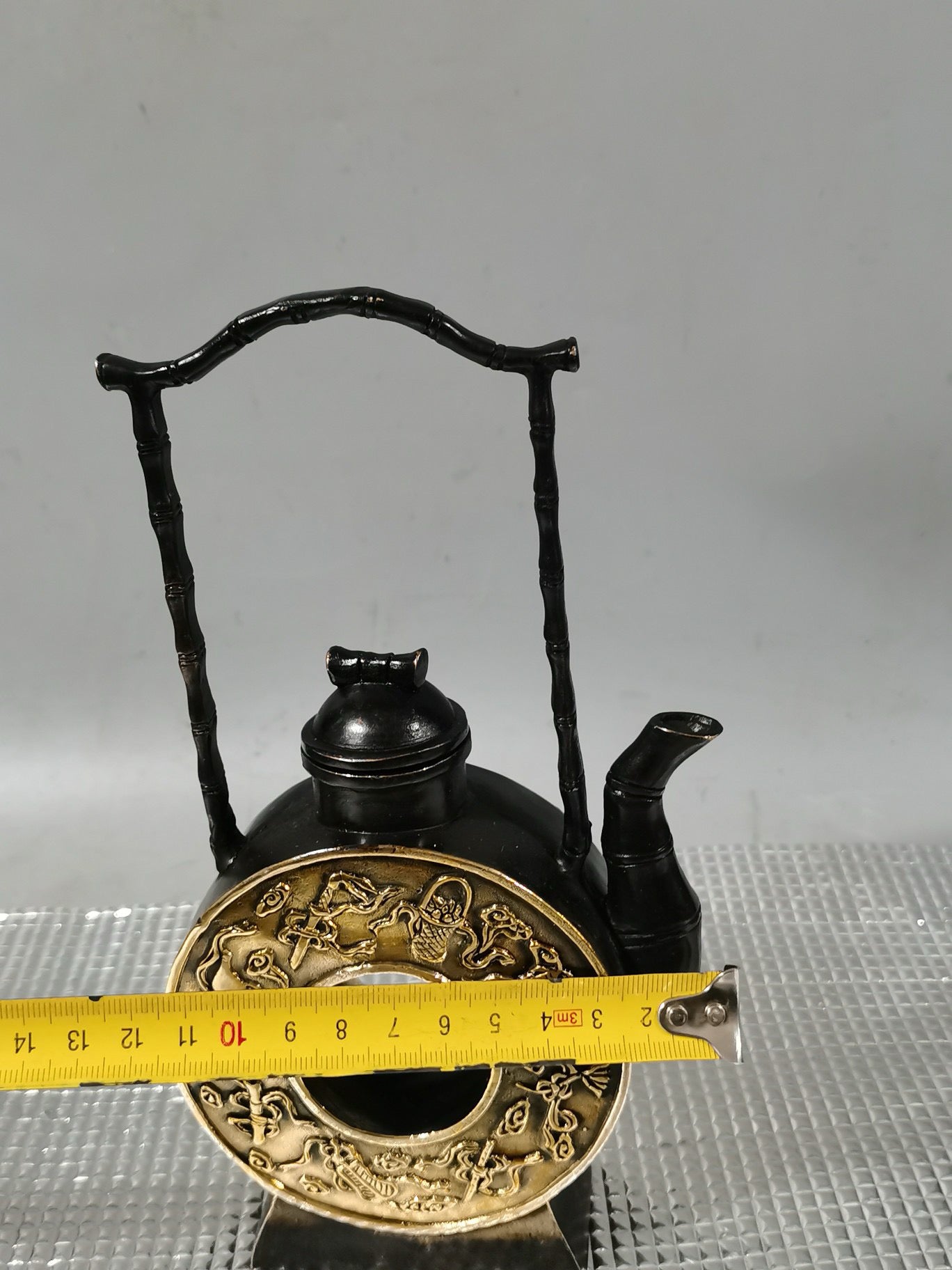 Chinese antique pure copper lifting beam teapot
