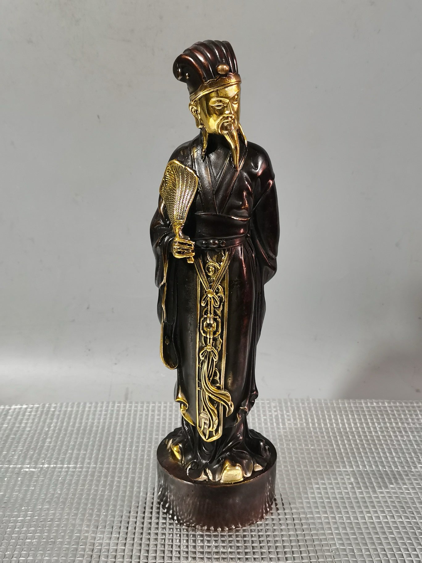 Chinese antique pure copper gilded Zhuge Liang