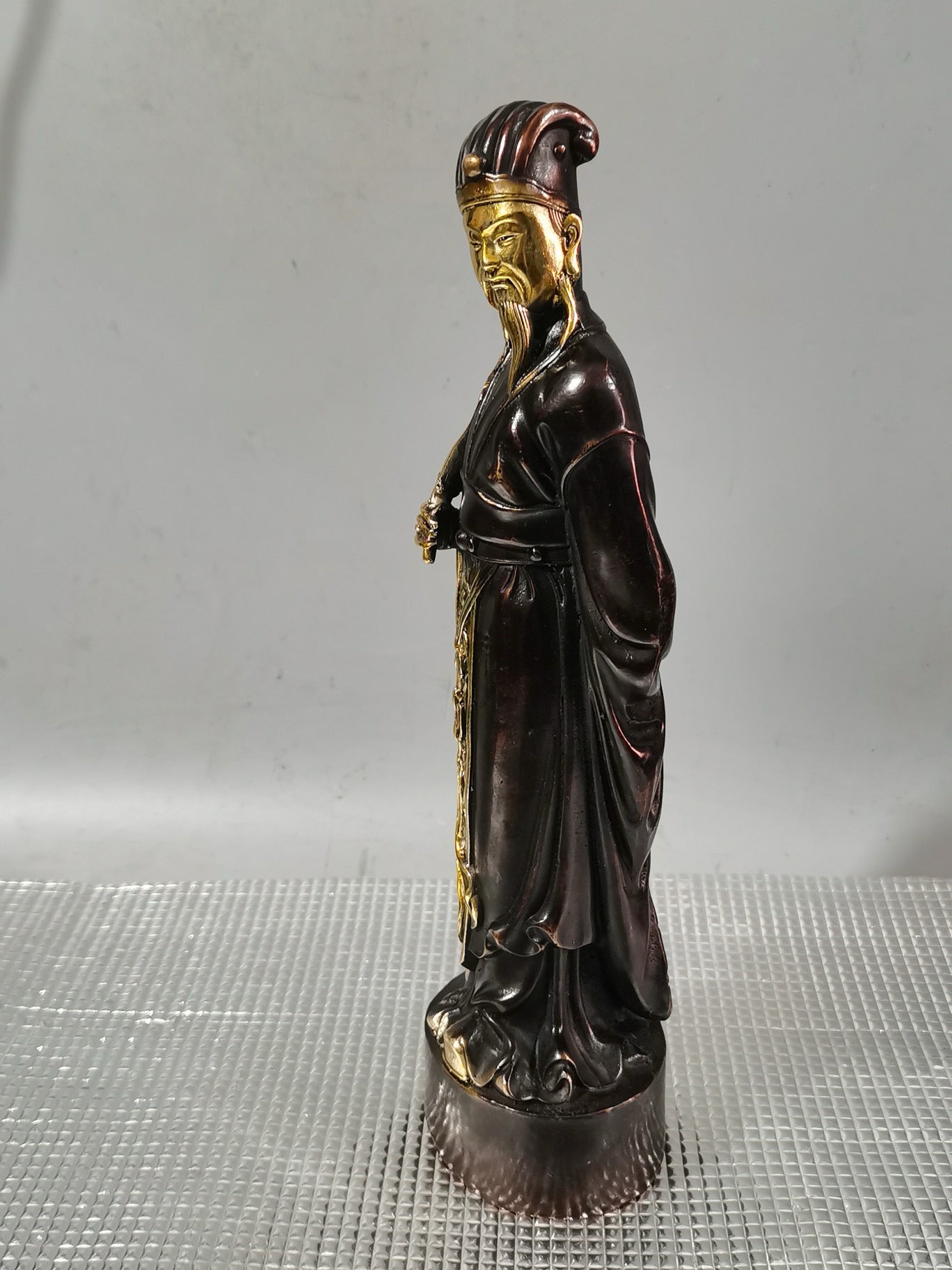 Chinese antique pure copper gilded Zhuge Liang