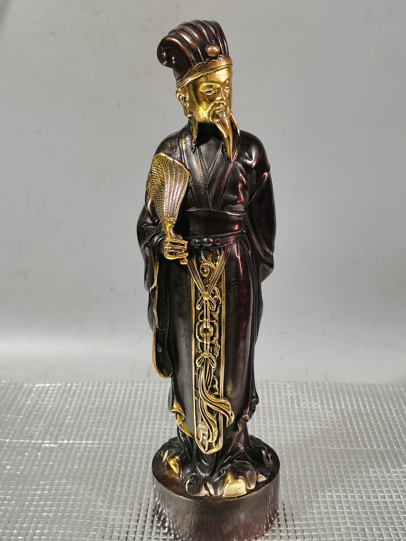 Chinese antique pure copper gilded Zhuge Liang
