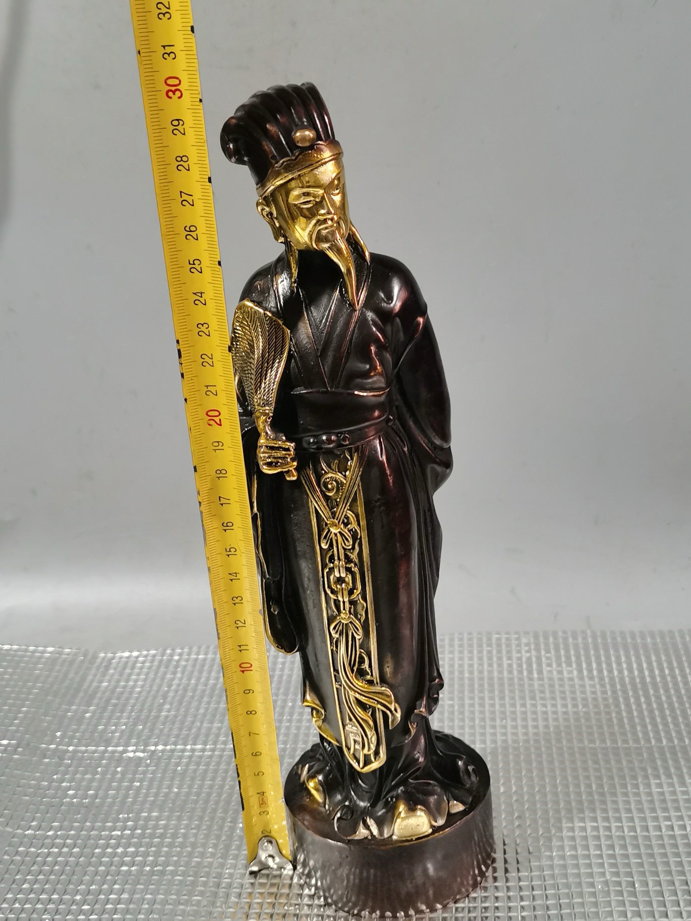Chinese antique pure copper gilded Zhuge Liang