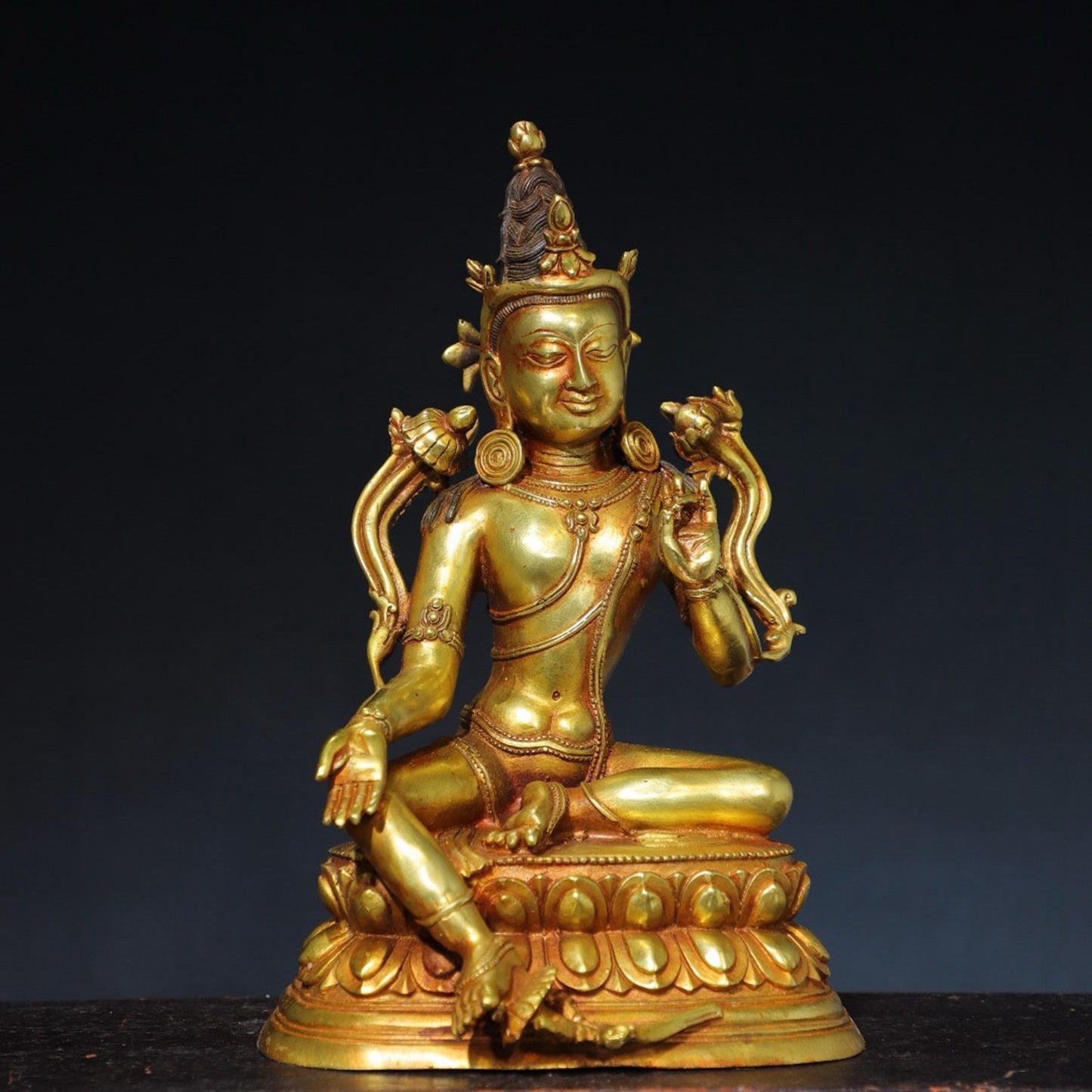 Pure copper green Tara Buddha statue