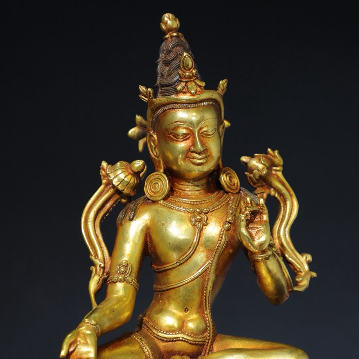 Pure copper green Tara Buddha statue