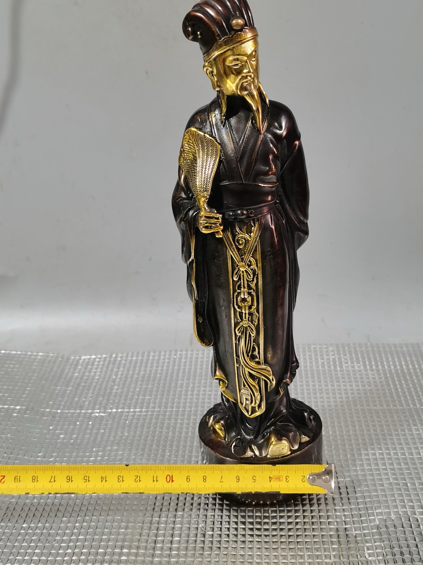 Chinese antique pure copper gilded Zhuge Liang