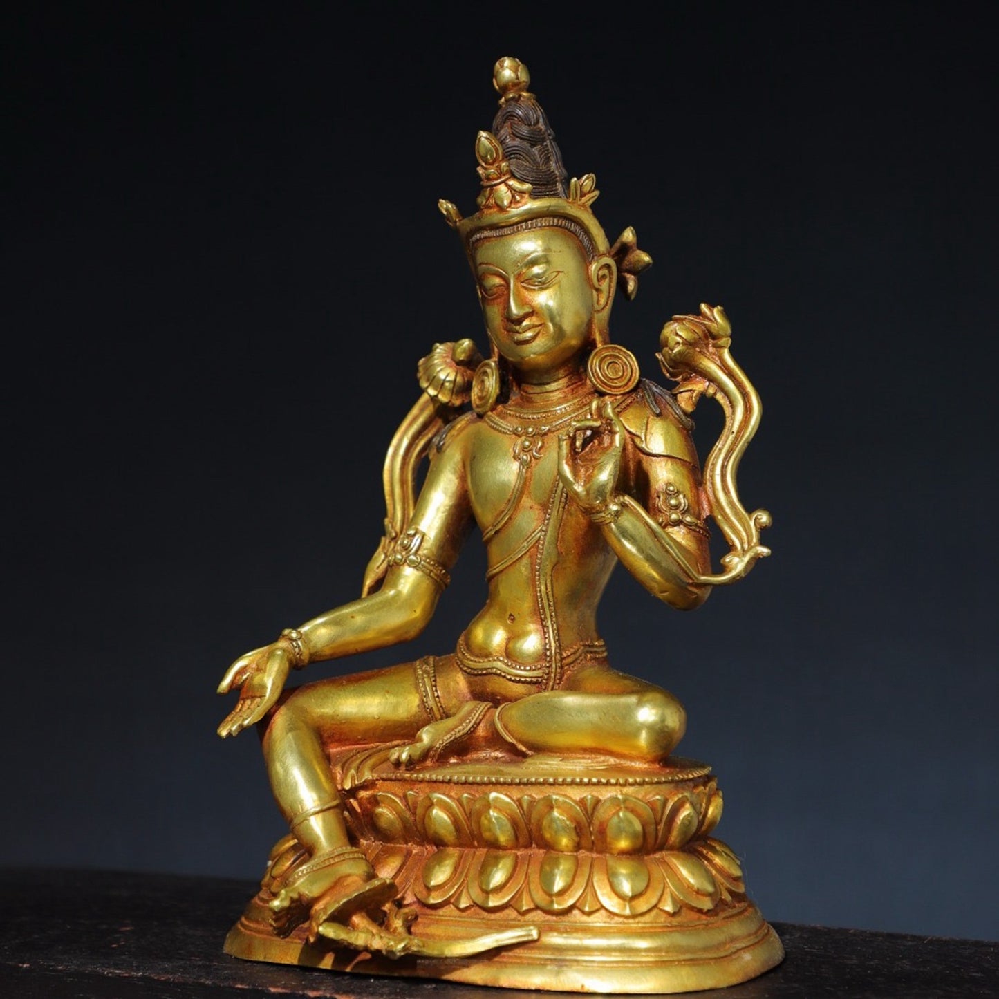 Pure copper green Tara Buddha statue