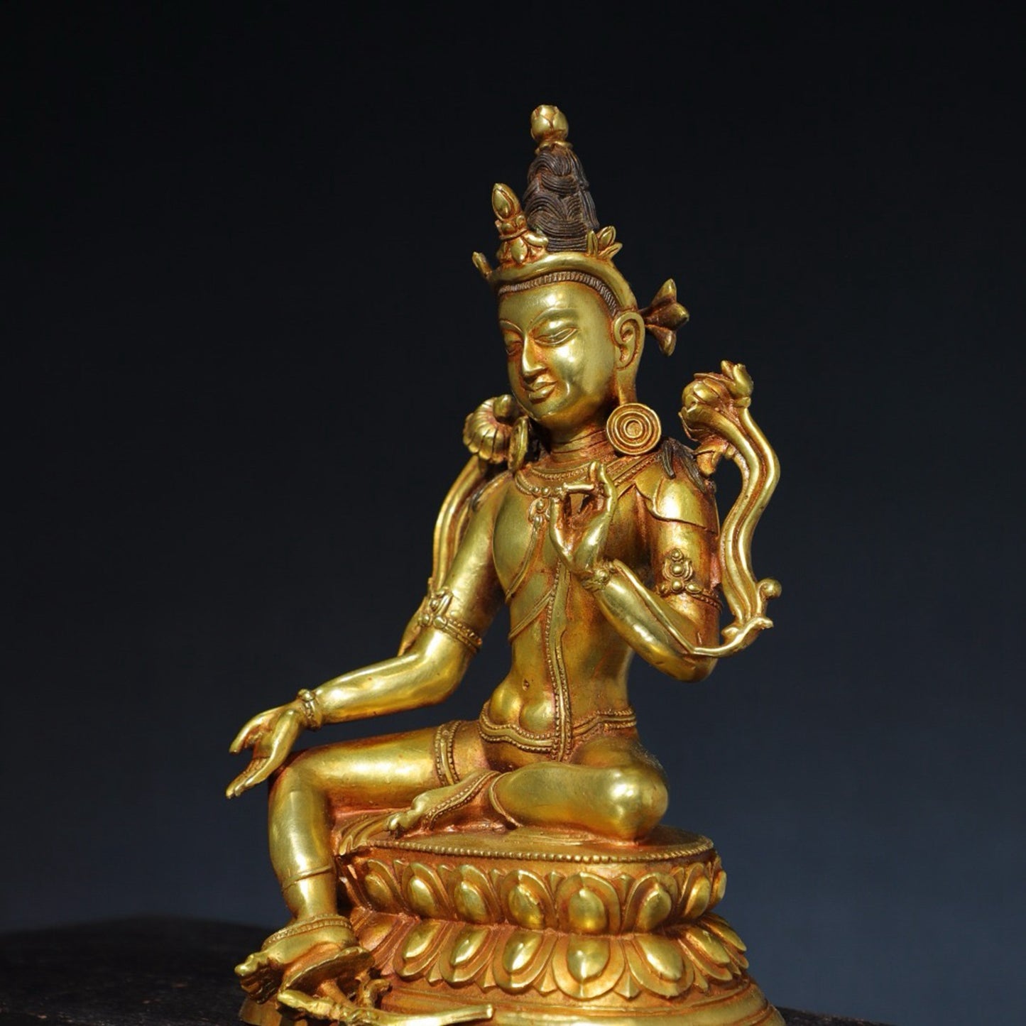 Pure copper green Tara Buddha statue