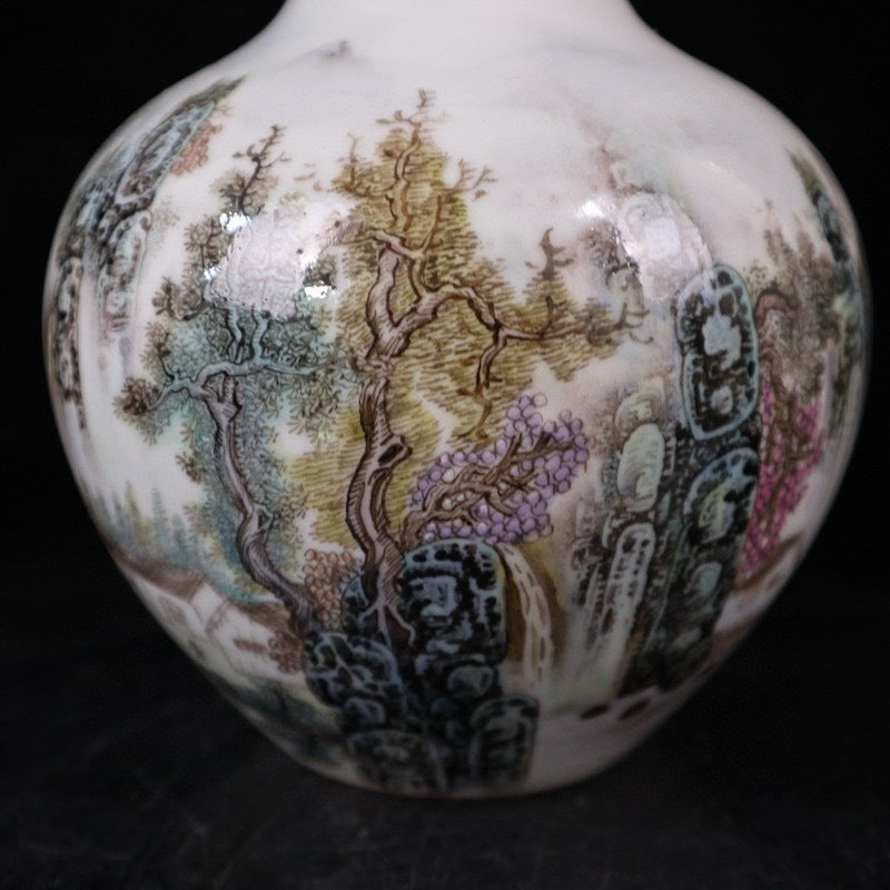 Pink landscape patterned celestial vase