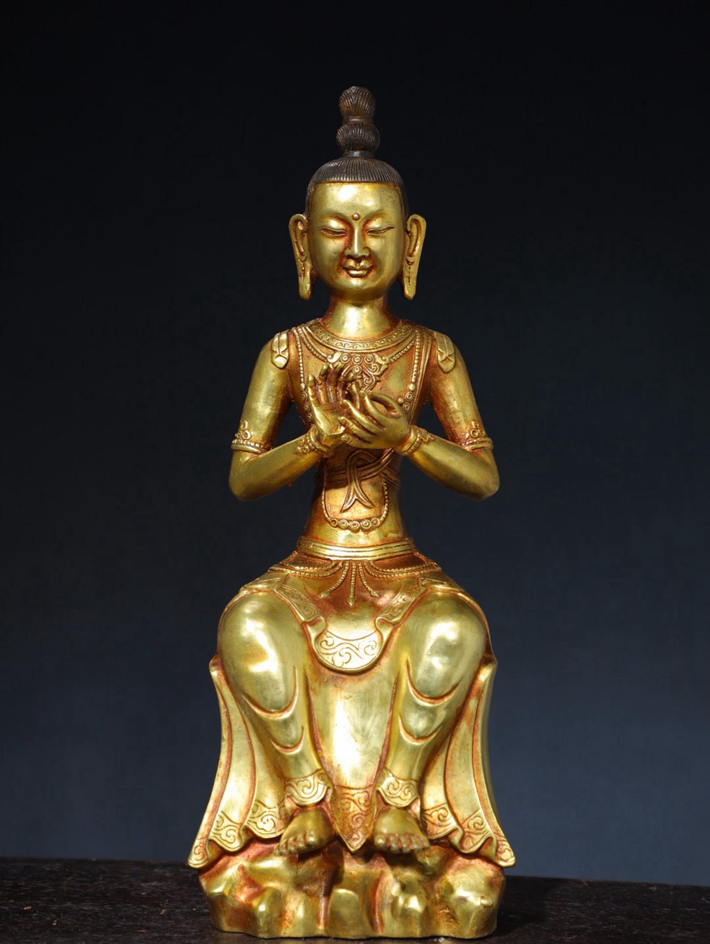 Pure copper Tibetan Maitreya Buddha statue