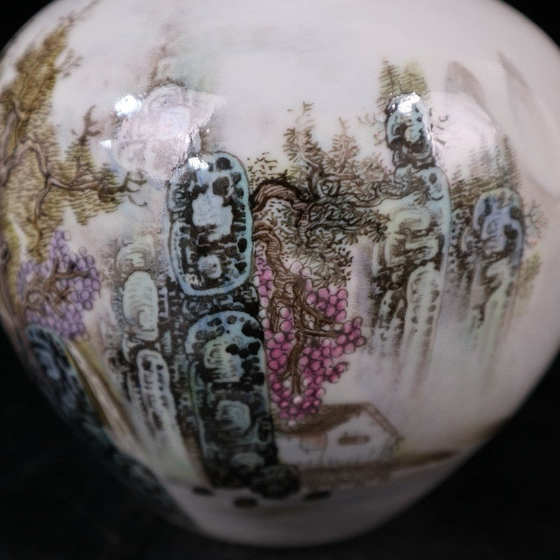 Pink landscape patterned celestial vase