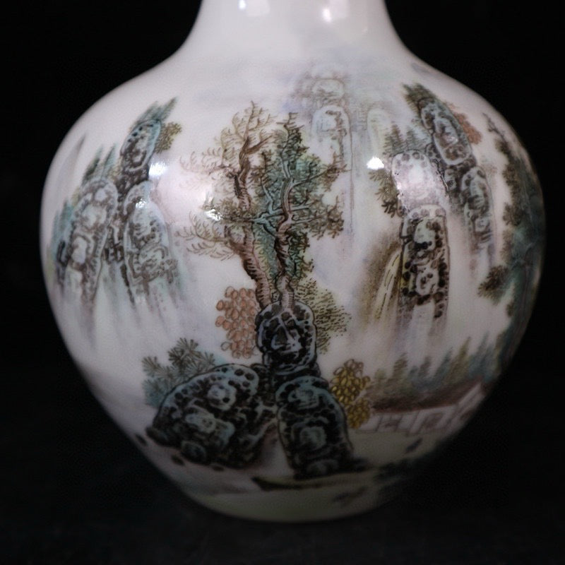 Pink landscape patterned celestial vase