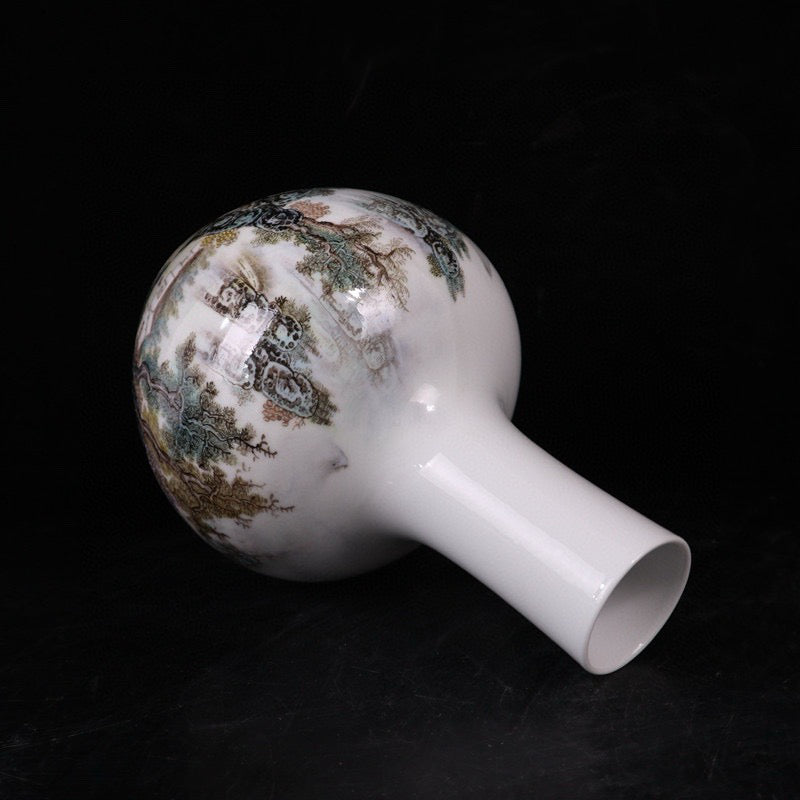 Pink landscape patterned celestial vase