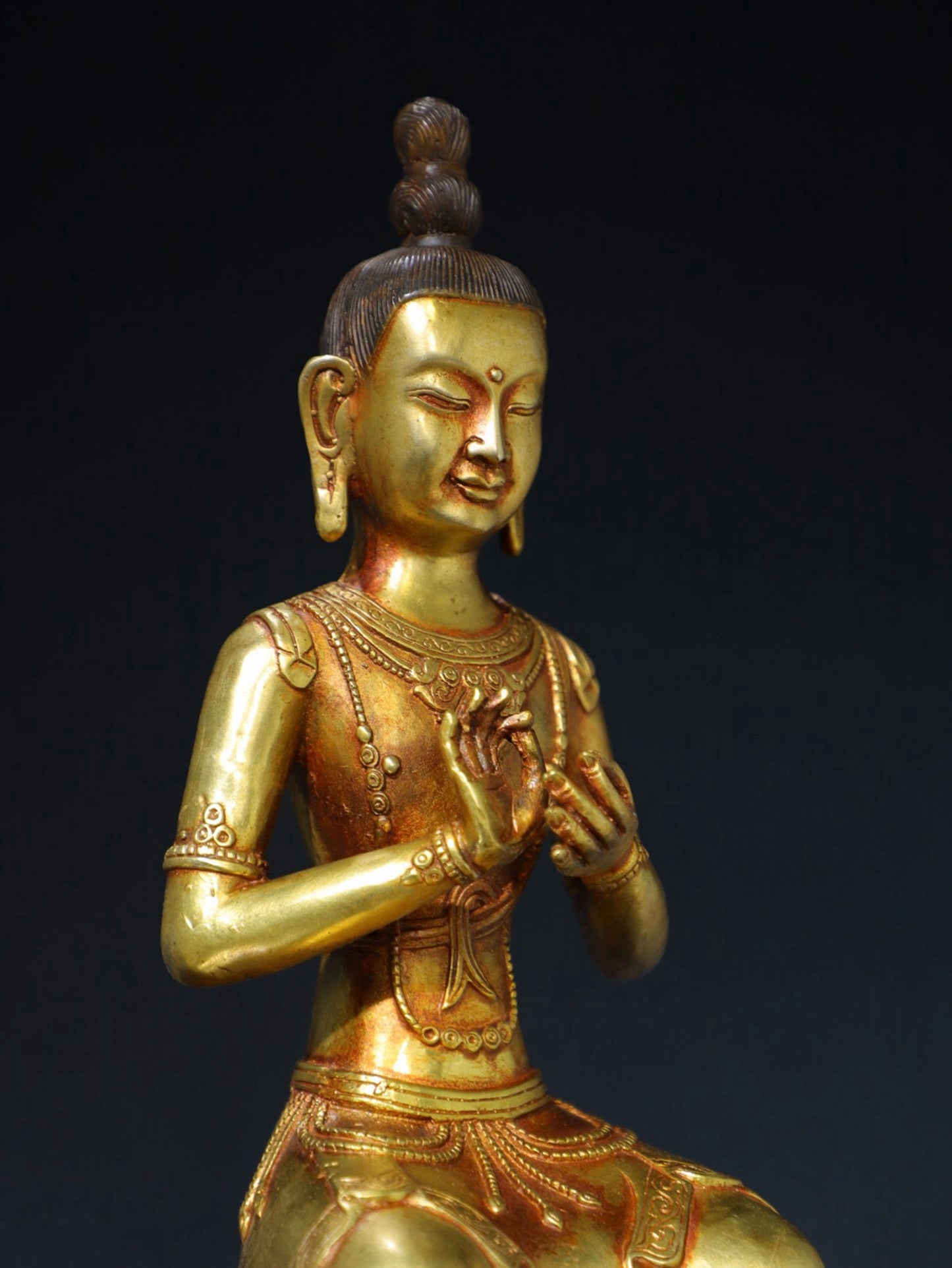 Pure copper Tibetan Maitreya Buddha statue