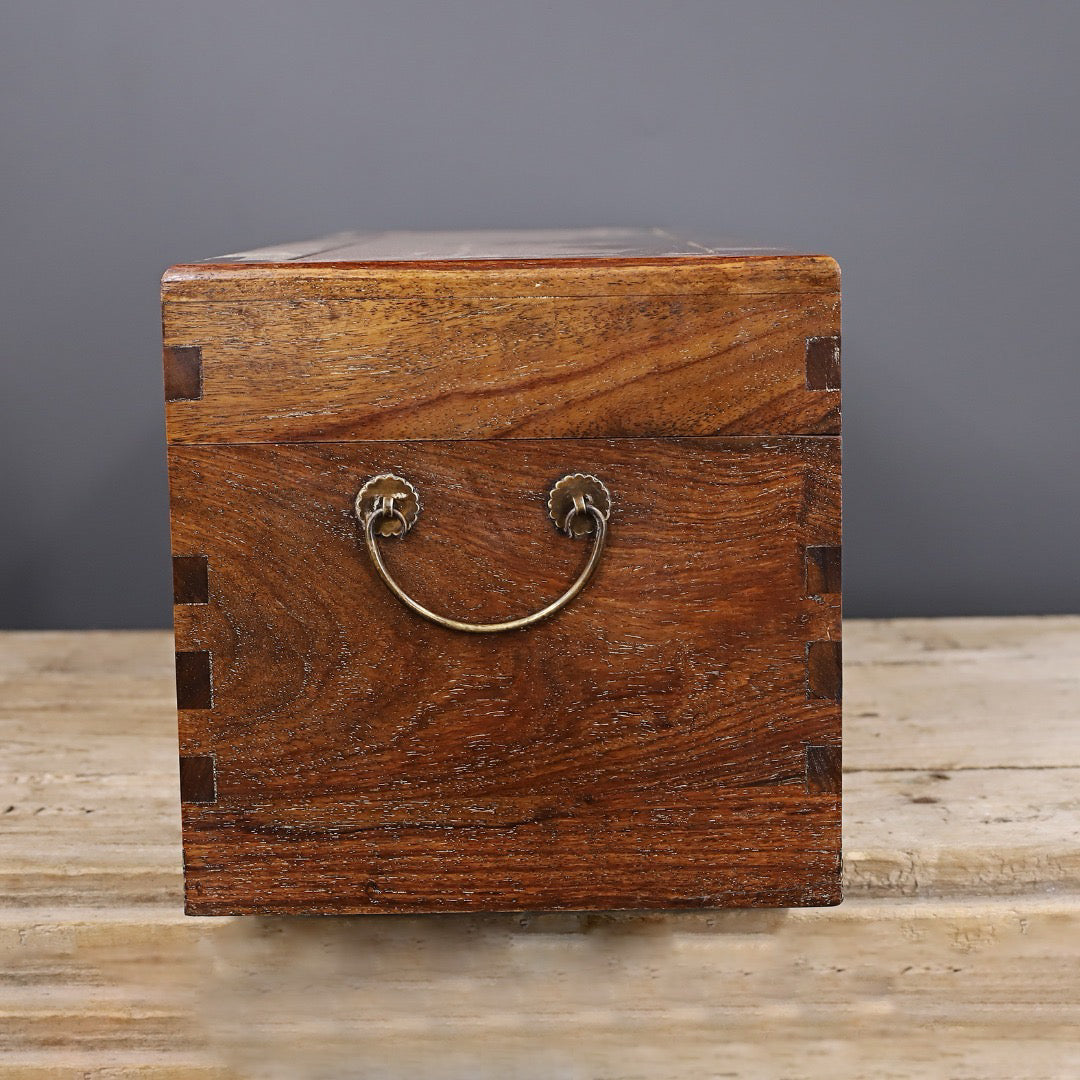 Chinese antique rosewood carving painting box