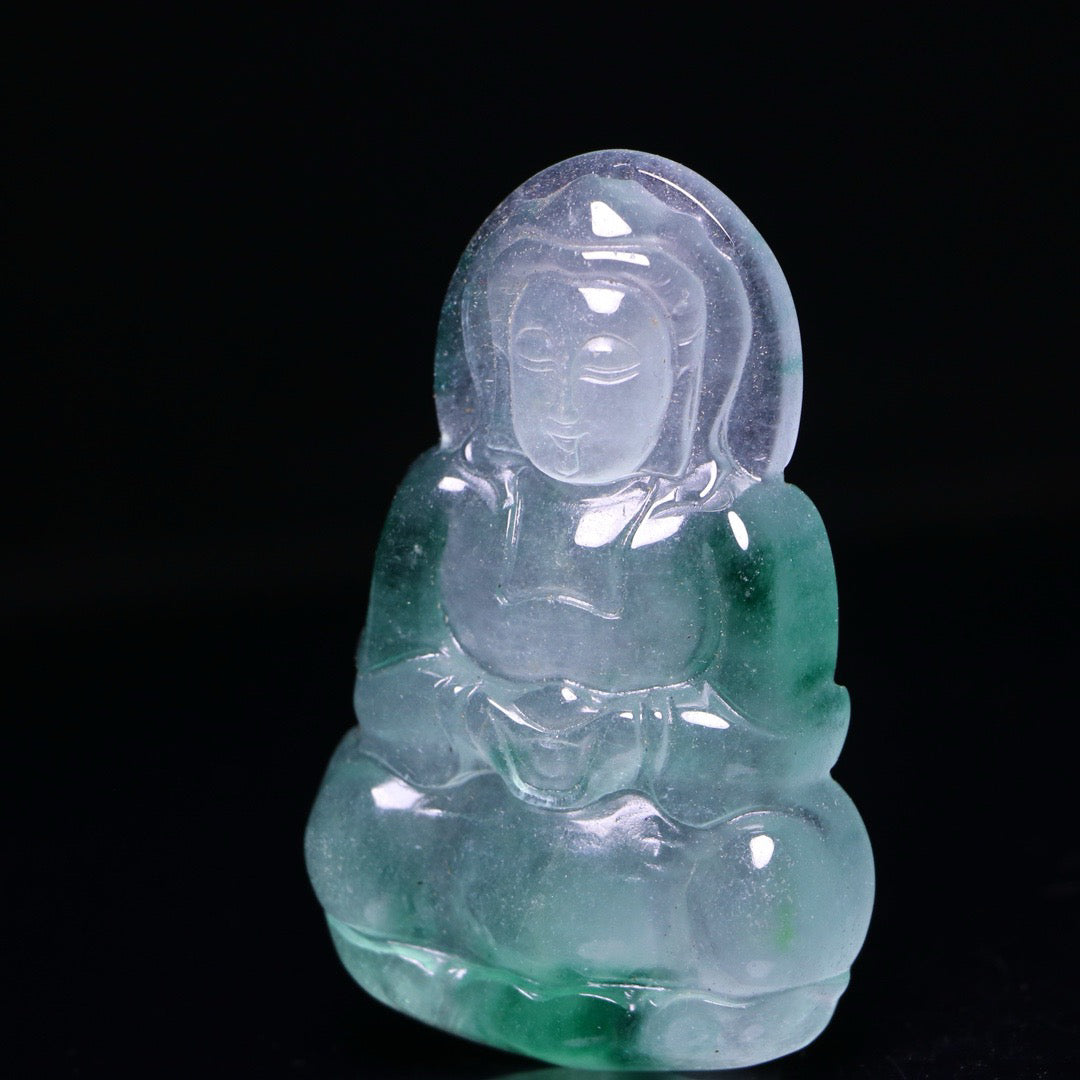 Perfect High Ice Exquisite Carving of Guanyin Jade Plaque