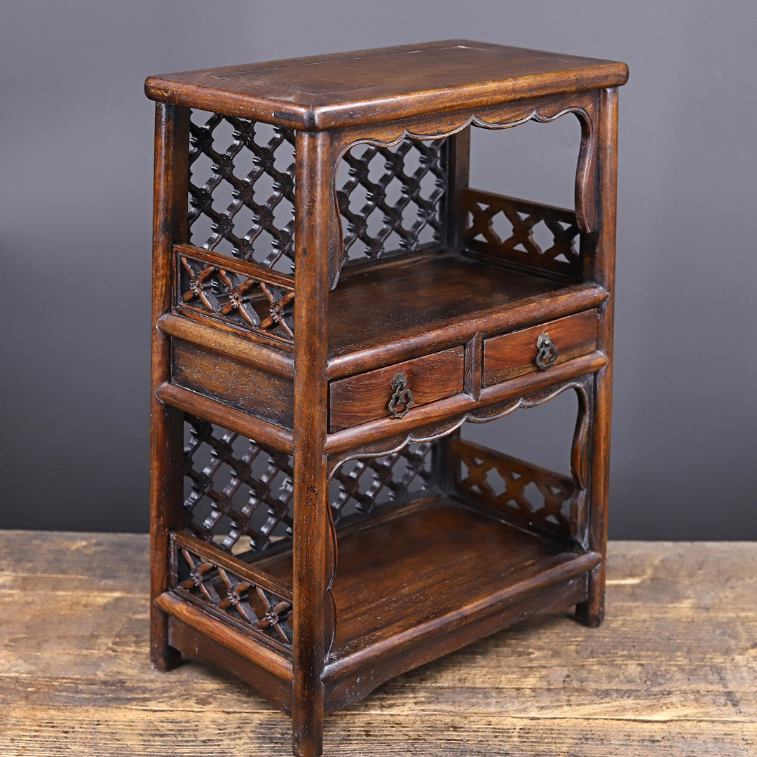 Chinese antique rosewood carved tea cabinet