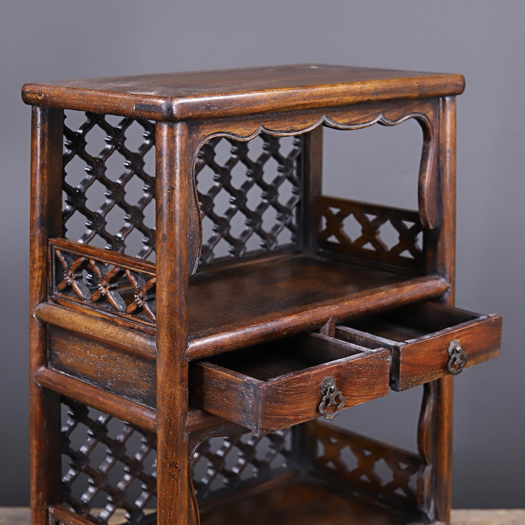 Chinese antique rosewood carved tea cabinet