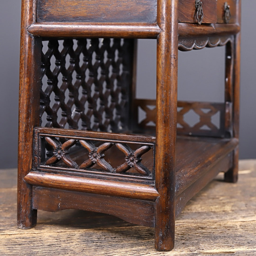 Chinese antique rosewood carved tea cabinet