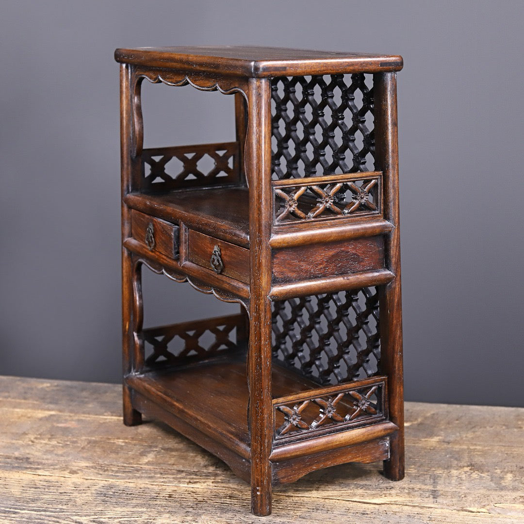Chinese antique rosewood carved tea cabinet