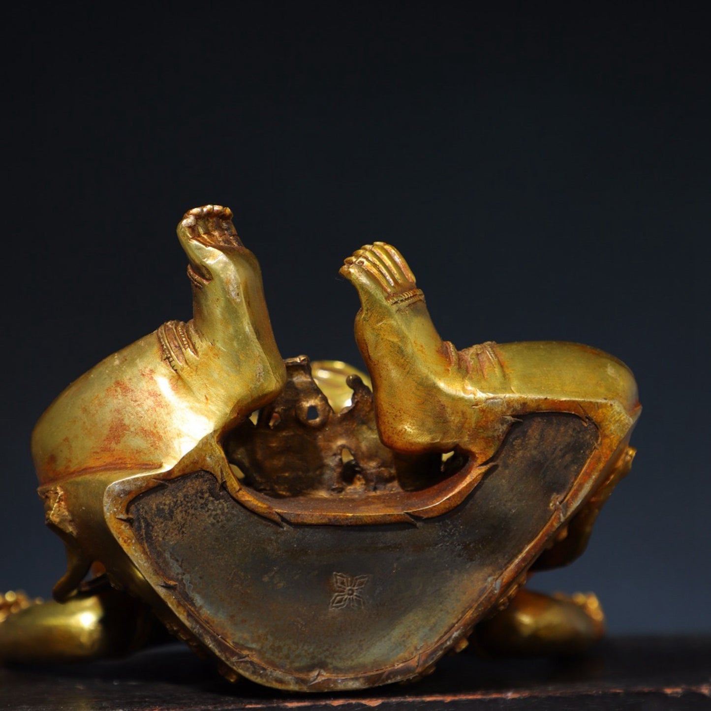 Pure copper four armed statue of the God of Wealth Buddha