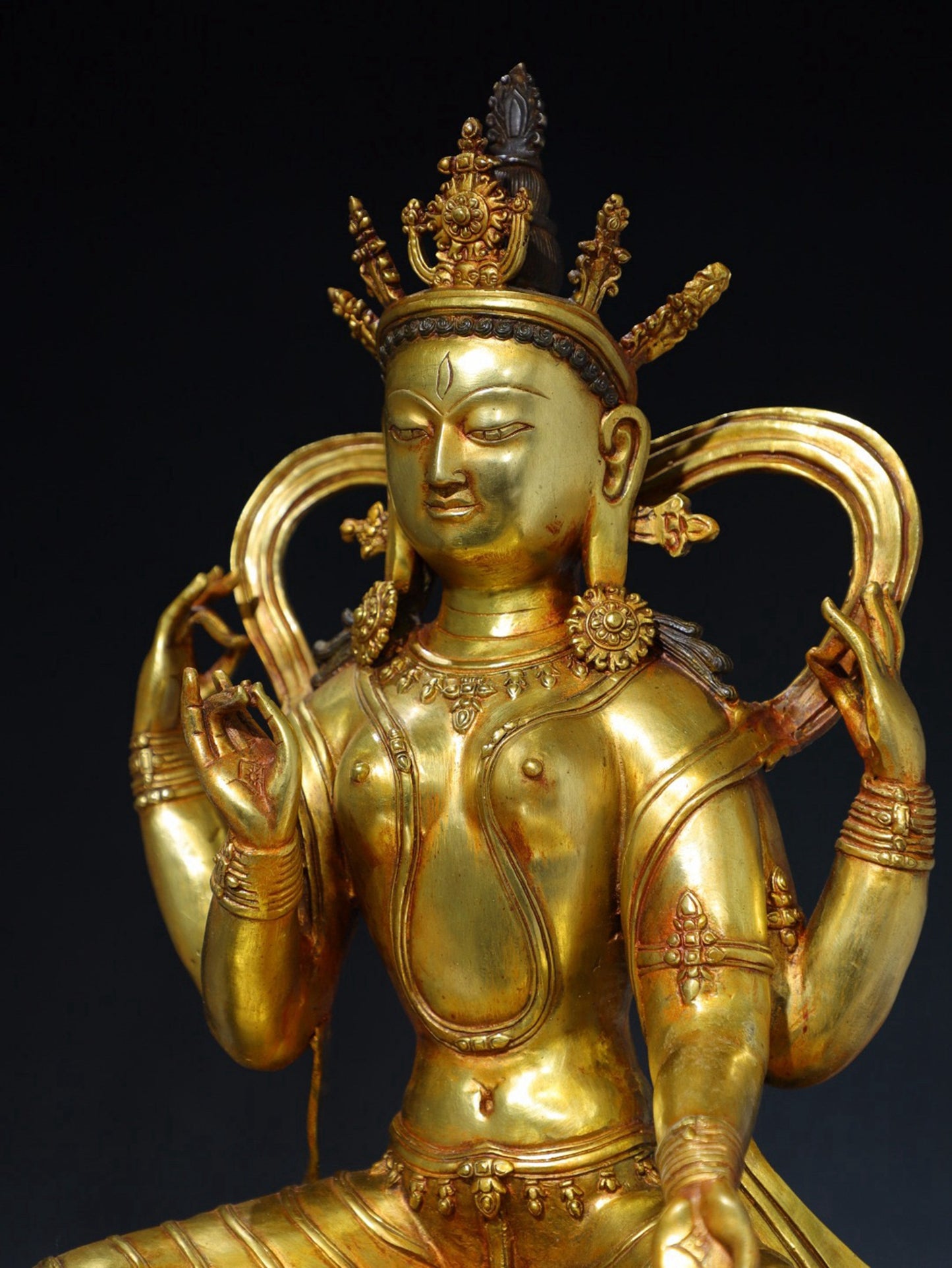 Pure copper four armed Tara Buddha statue