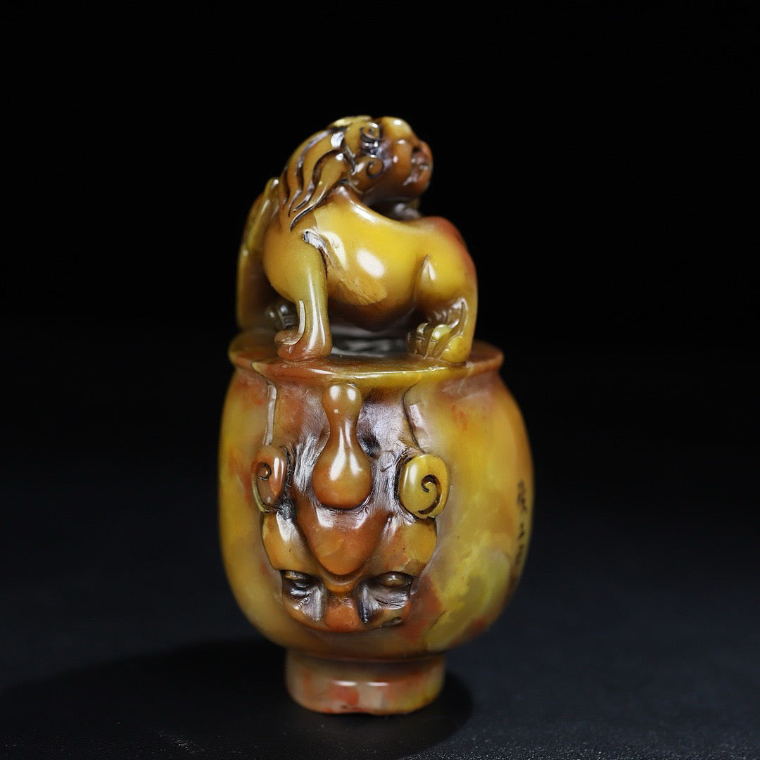 Chinese Antique Shoushan Stone Chihu Button Seal