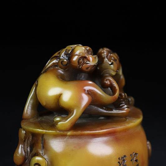 Chinese Antique Shoushan Stone Chihu Button Seal