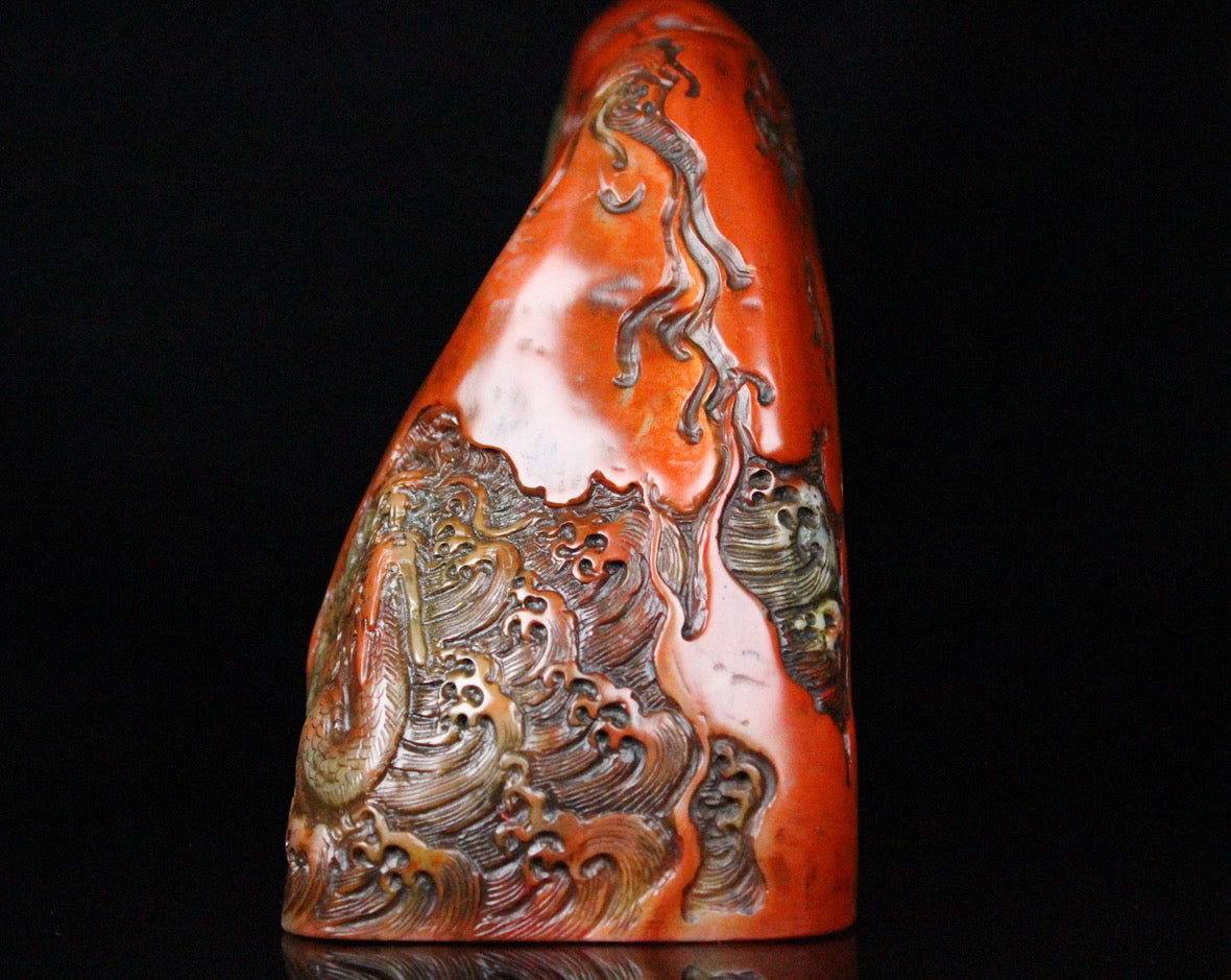 Shoushan Stone Vermilion Sand Frozen Dahongpao Pretty Carving - Freehand Buddha Statue