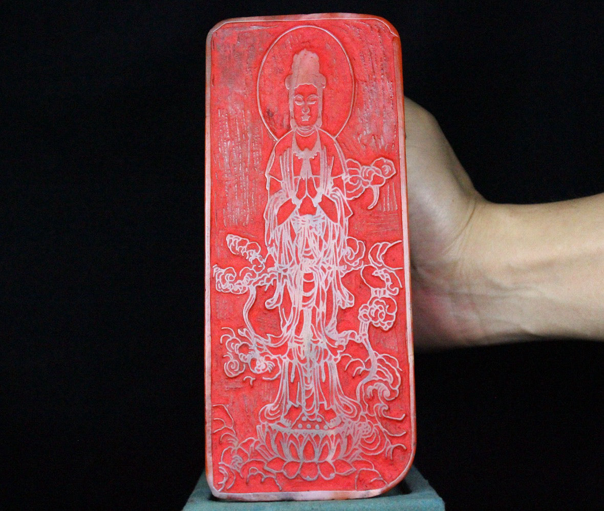 Shoushan Stone Vermilion Sand Frozen Dahongpao Pretty Carving - Freehand Buddha Statue