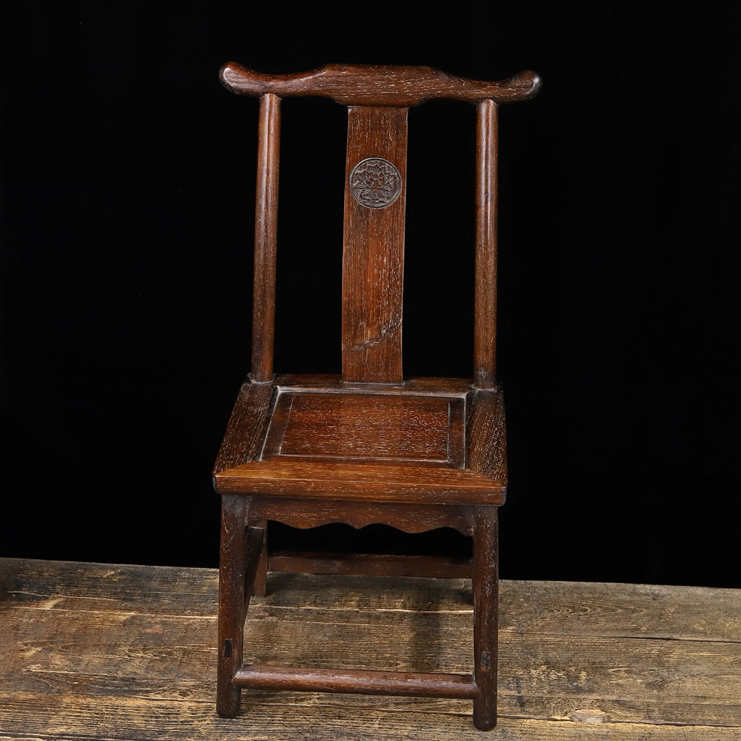 Chinese antique pear wood carved children's chairs