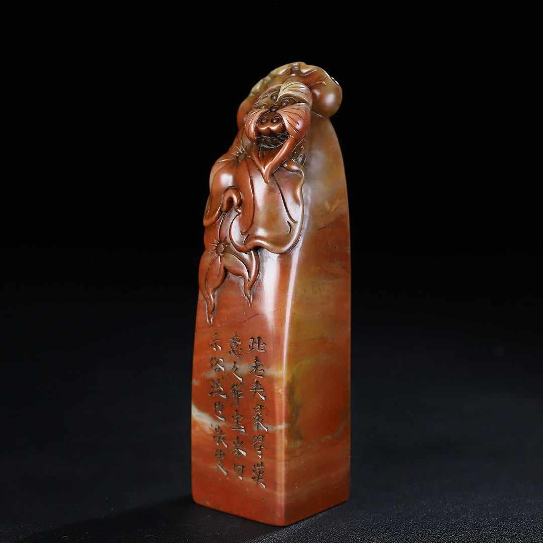 Chinese Antique Shoushan Stone First Class Clean Lotus Seal