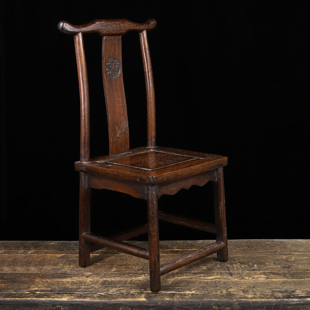 Chinese antique pear wood carved children's chairs