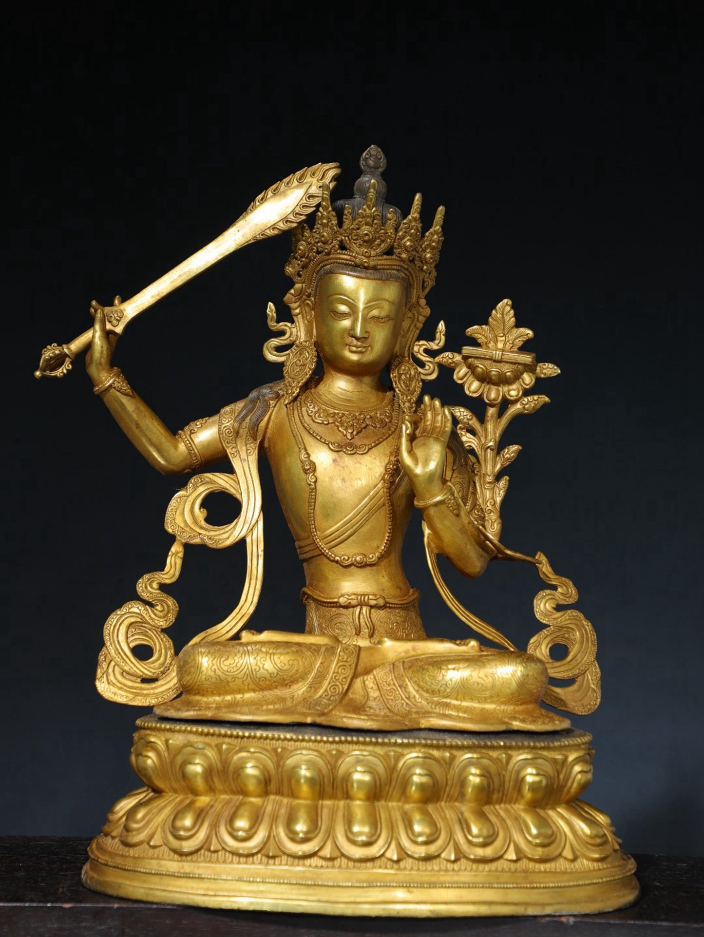 Pure copper statue of Manjushri Bodhisattva