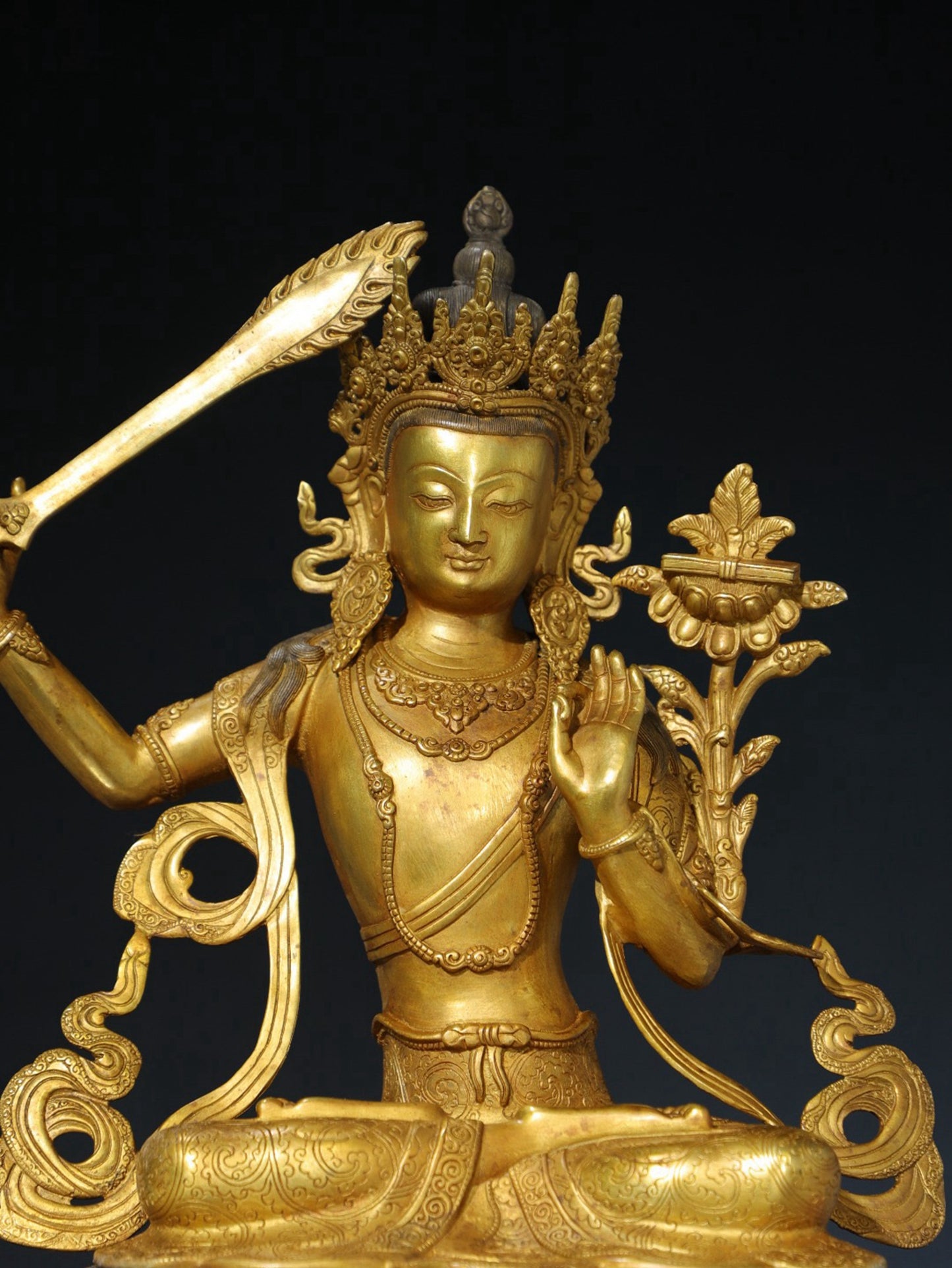 Pure copper statue of Manjushri Bodhisattva