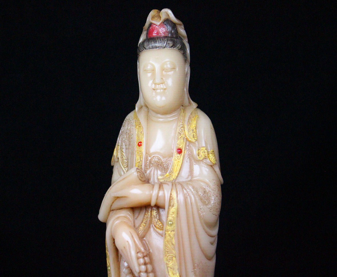 Shoushan Stone Shanbo Body Pig Oil Cream - Guanyin Decoration