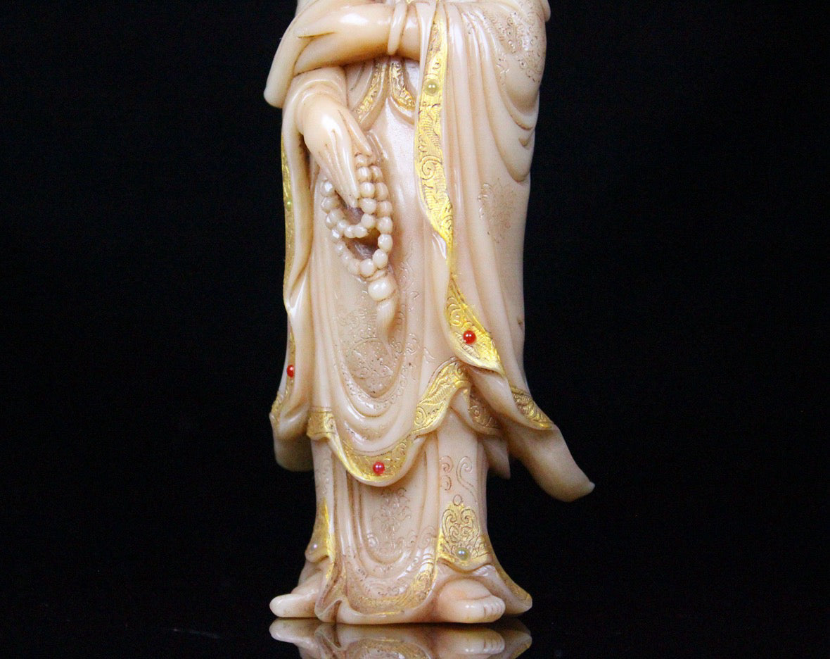 Shoushan Stone Shanbo Body Pig Oil Cream - Guanyin Decoration